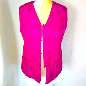 NWT Oriental Style  100% Silk Pink Vest Size L